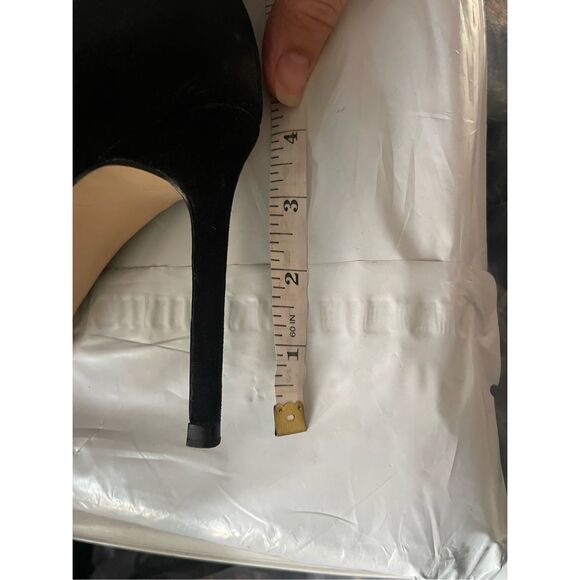 Zara Basic Women's Suede Pointed Toe Fishnet Sock Stiletto Pumps‎ Black Size 37 - Picture 9 of 10